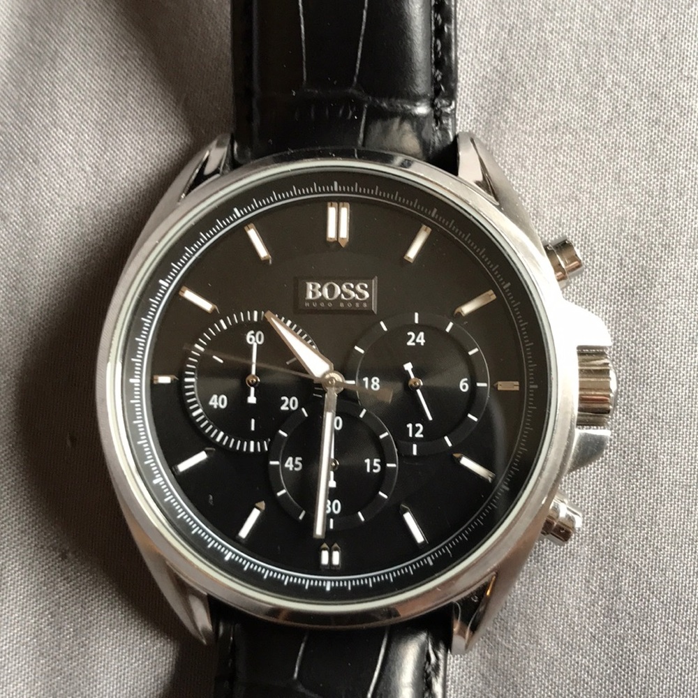 SOLD! Hugo Boss Black Leather Chrono Watch